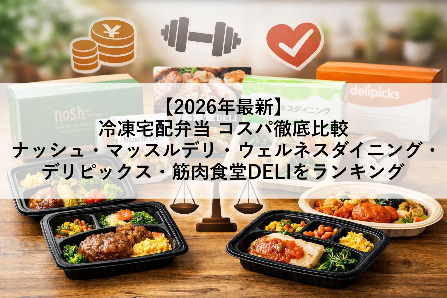 【2026年最新】冷凍宅配弁当 コスパ徹底比較！ナッシュ・マッスルデリ・ウェルネスダイニング・デリピックス・筋肉食堂DELIをランキング